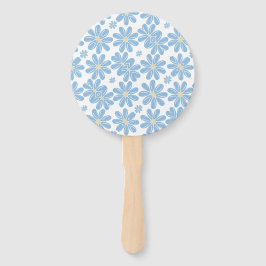 Patrón Floral Azul - Abanico de Mano