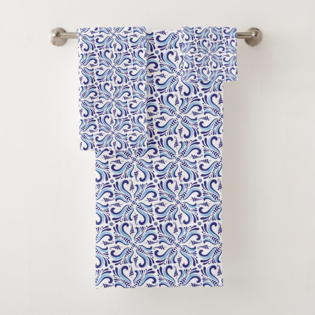 Patrón floral azul de Azulejos (In situ)