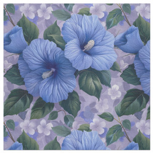 Patrón floral azul en tela de lavanda