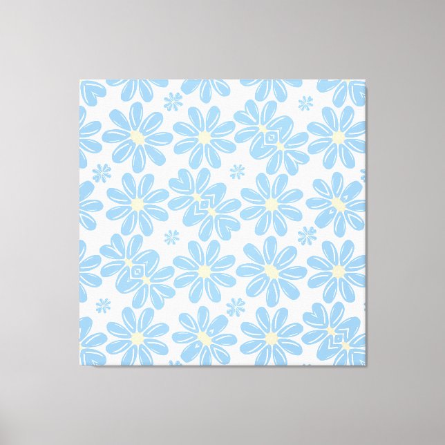 Patrón Floral Azul - Impresión en Lienzo (Anverso)
