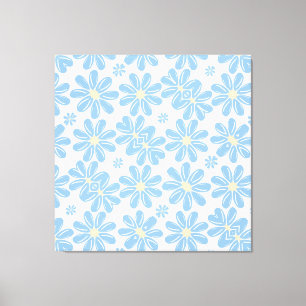 Patrón Floral Azul - Impresión en Lienzo