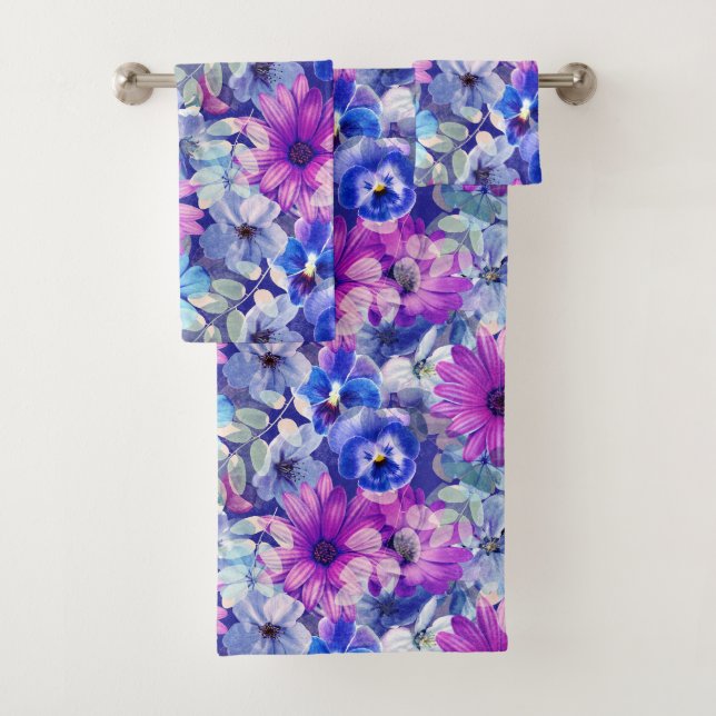 Patrón floral azul magenta rosa (In situ)