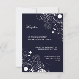 Patrón Floral Azul Marino/Blanco - Invitación de R