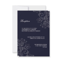 Patrón Floral Azul Marino/Blanco - Invitación de R