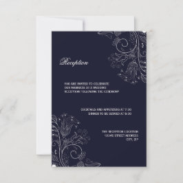 Patrón Floral Azul Marino/Blanco - Invitación de R