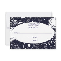 Patrón Floral Azul Marino/Blanco - RSVP