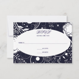 Patrón Floral Azul Marino/Blanco - RSVP