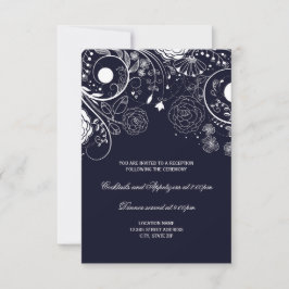 Patrón Floral Azul Marino - Invitación de Recepció