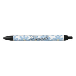 Patrón floral azul - Pluma de tinta negra personal