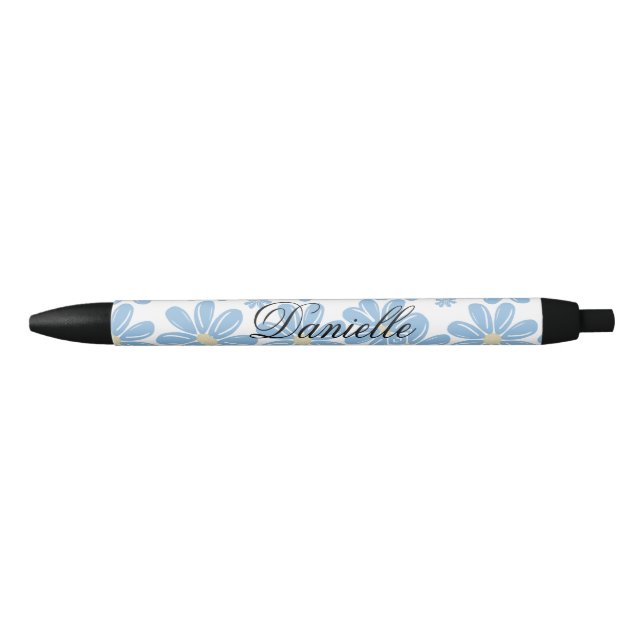Patrón floral azul - Pluma de tinta negra personal (Anverso)
