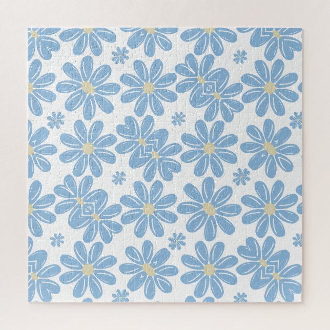 Patrón Floral Azul - Rompecabezas Puzzle (Vertical)