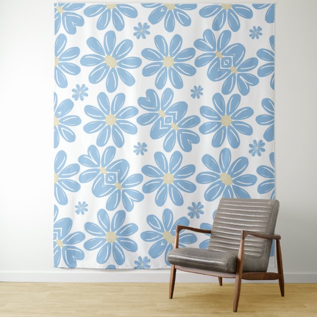 Patrón Floral Azul - Tapiz (In situ)