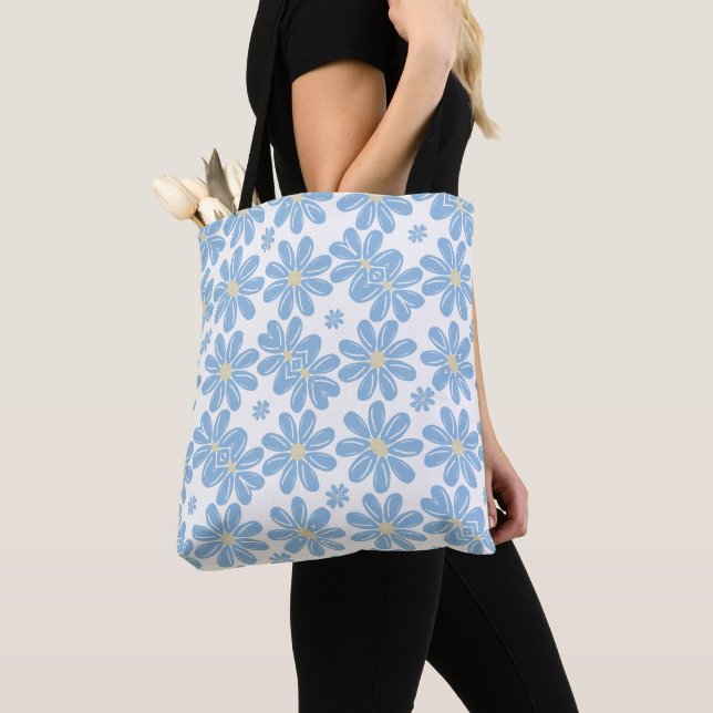 Patrón floral azul - todo impreso Bolsa de tote (Detalle)