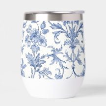 Patrón Floral Azul Toile de Jouy País Francés