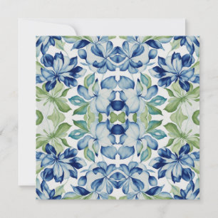 Patrón floral azul y verde de la hoja BOHO