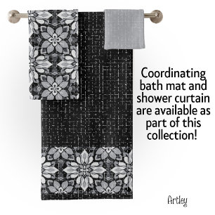 Patrón floral blanco negro ecléctico moderno
