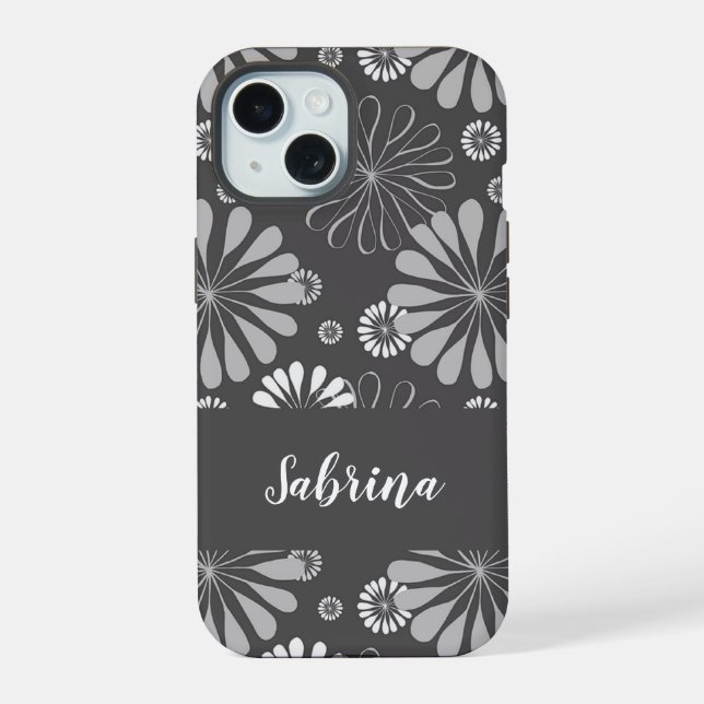 Patrón floral blanco y gris (Reverso )
