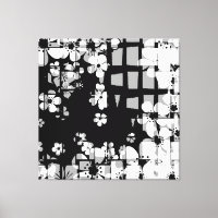 Patrón floral blanco y negro de arte