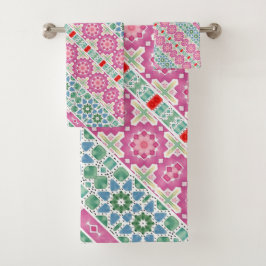 Patrón floral bohemio Diseño de mosaico acuarela