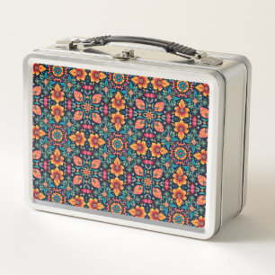 Patrón floral boho colorido con simetría elegante