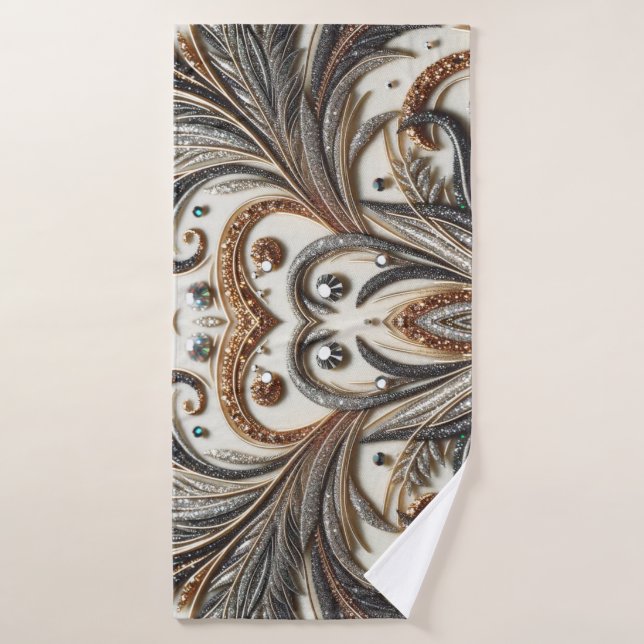 Patrón floral brillante con piedra gemela (Toalla de baño)