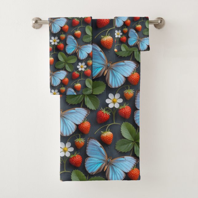Patrón floral con mariposas Morpho azules (In situ)