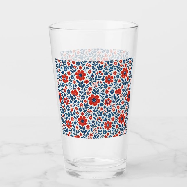 Patrón floral con tema de USA/americano (Anverso)