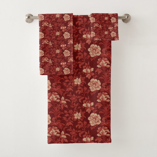 Patrón floral con tonos rojos ricos (In situ)