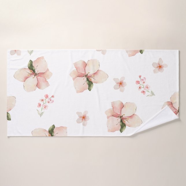 Patrón floral continuo de acuarela suave (Toalla de baño)