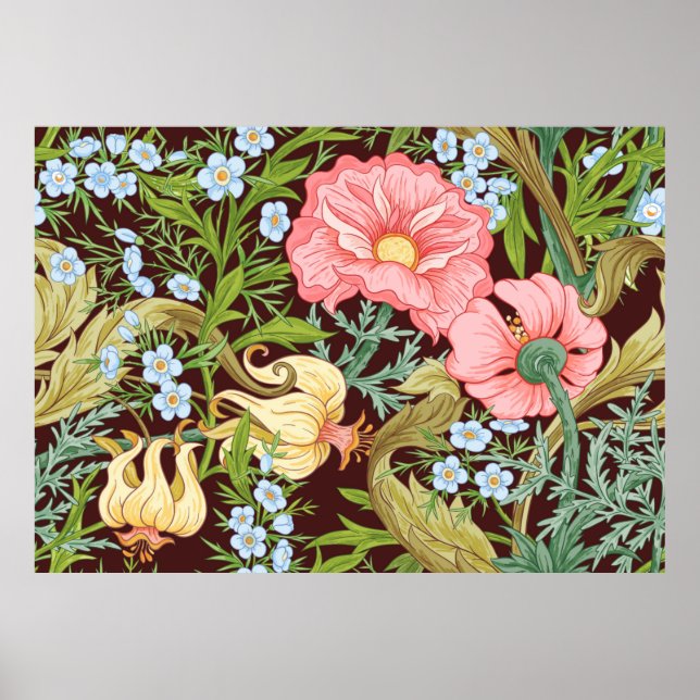 Patrón floral continuo, fondo con En arte no (Frente)