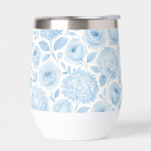 Patrón floral de acuarela azul blanco