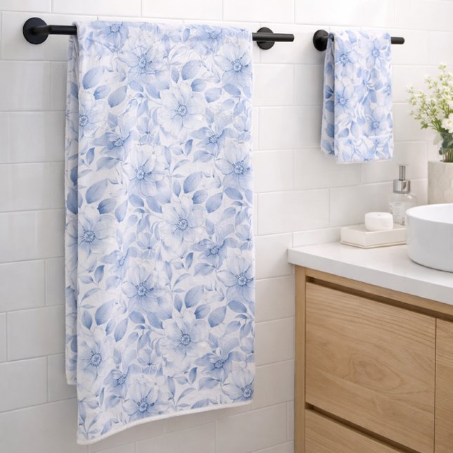 Patrón floral de acuarela azul moderno (Subido por el creador)