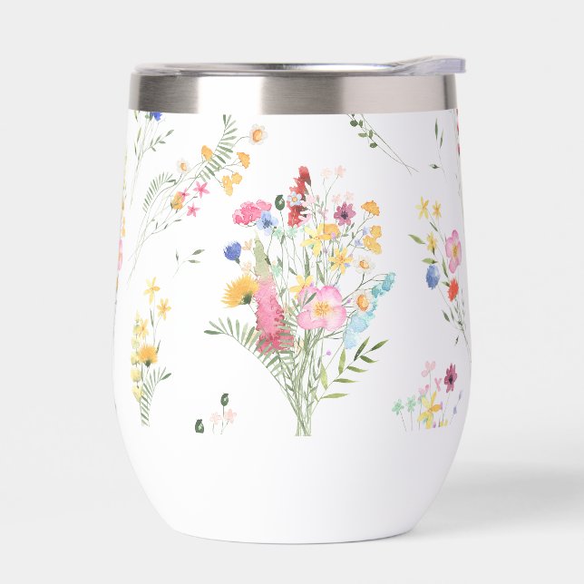 Patrón floral de acuarela de flores silvestres (Izquierdo)