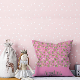 Patrón floral de acuarela rosa almohada de lanzami