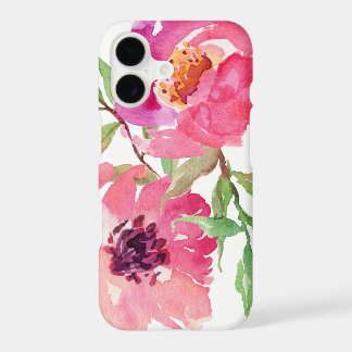 Patrón floral de acuarela rosa caliente