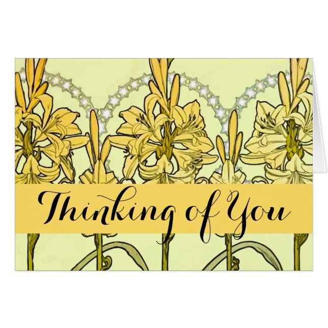 Patrón floral de Alfonse Mucha Art Nouveau Lily (Anverso (Horizontal))