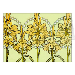 Patrón floral de Alfonse Mucha Art Nouveau Lily