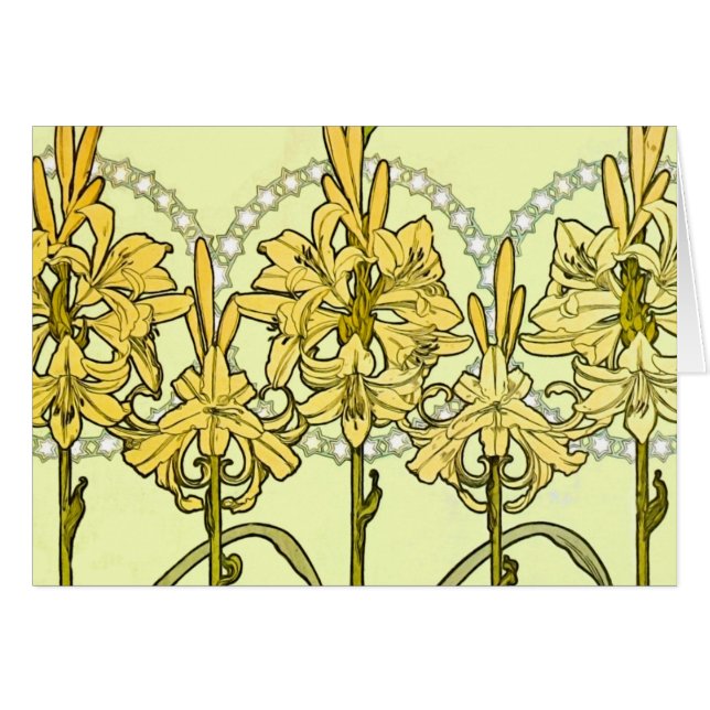 Patrón floral de Alfonse Mucha Art Nouveau Lily (Anverso (Horizontal))