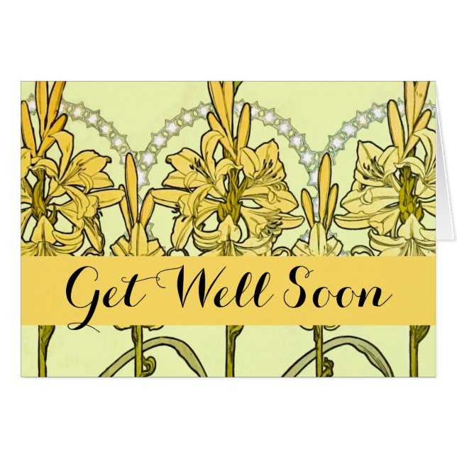 Patrón floral de Alfonse Mucha Art Nouveau Lily (Anverso (Horizontal))
