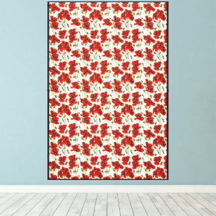 Patrón Floral de Amapola Roja Vintage Arte Botánic