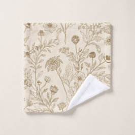 Patrón floral de arte de línea botánica sepia anti