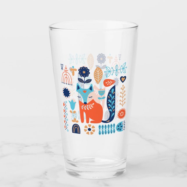 Patrón floral de arte folclórico de Fox | Naturale (Anverso)