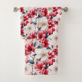 Patrón floral de cerezo rojo bonito