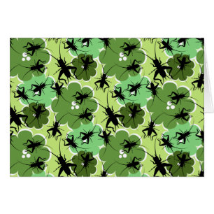 Patrón floral de críquet verde + negro
