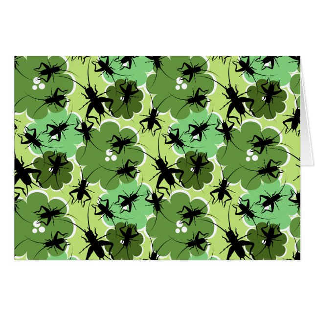 Patrón floral de críquet verde + negro (Anverso (Horizontal))