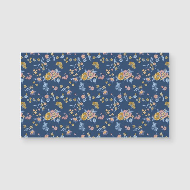 Patrón floral de efecto de hilo de fondo azul (Anverso)