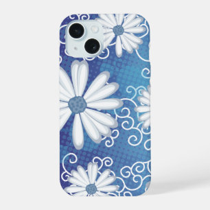 Patrón floral de flores de margarita con puntos az