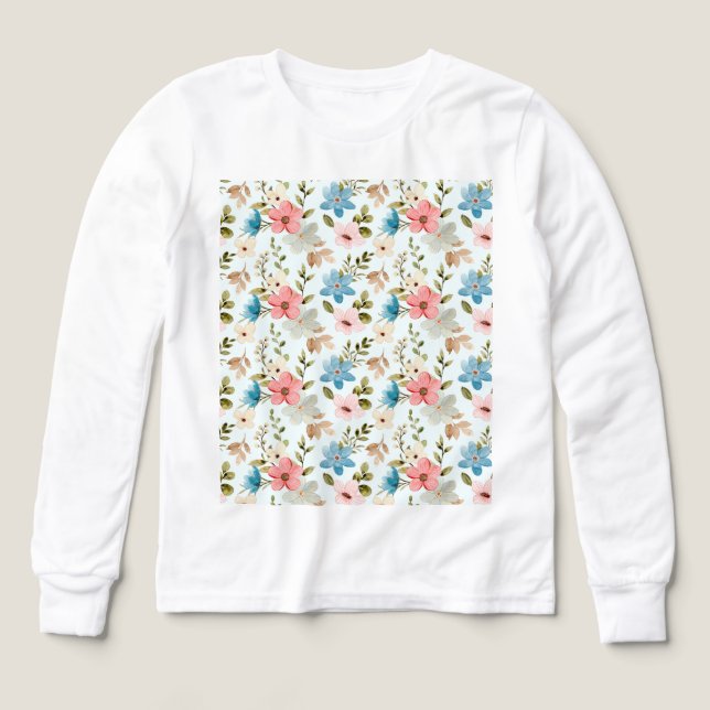 Patrón floral de flores silvestres acuarela (Diseño frontal)