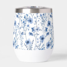 Patrón floral de flores silvestres acuarela azul b