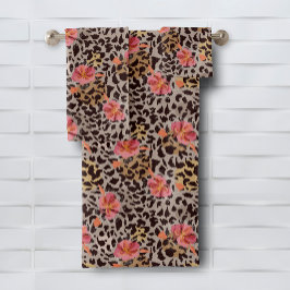 Patrón floral de impresión de animales leopardos